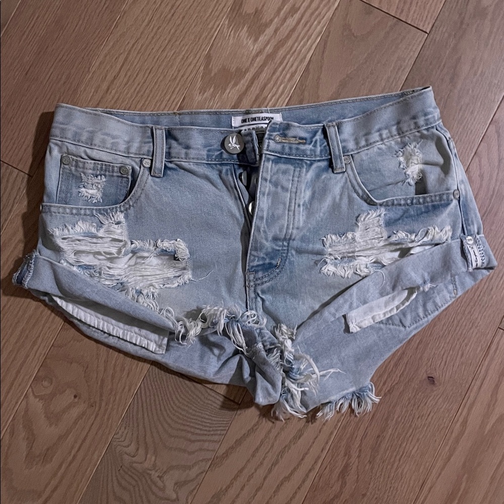 One Teaspoon Light Blue Denim Shorts